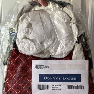 NWT Dooney & Bourke Signature Fabric Medium Hobo Red and Black